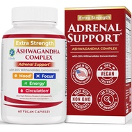 Ashwagandha Complex Adrenal Support Supplement for Stress Relief, Cortisol Balance, Energy & Focus, 