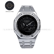 G-Shock GA-2100-1A1 With Customised Silver Stainless Steel Crystal Set