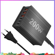 200W 6-Port Charging Station Hub Fast Compact GaN Desktop Charger Power Adapter USB C Fast Charger f