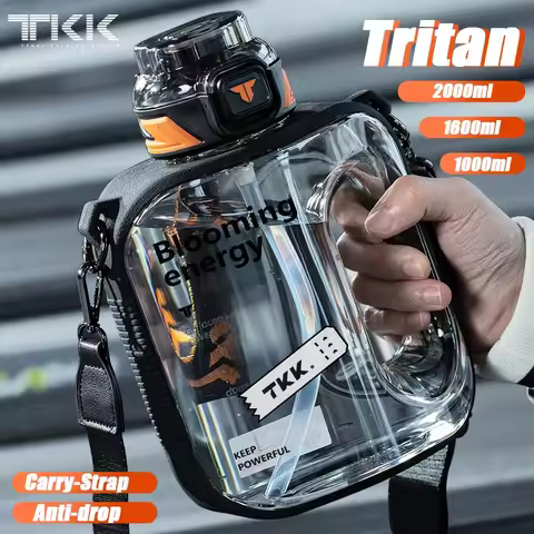 TKK 1/1.6/2L Sports Water Bottle TRITAN Large Capacity Creative Cup Heat Resistant Outdoor Adult Tra