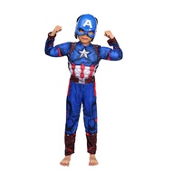 Captain America Costume Kids Superhero Captain America Muscle Cosplay Jumpsuit Shield Halloween Carn