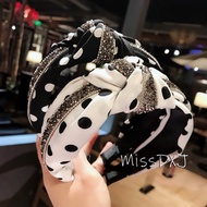 New Style Polka Dot Knotted Headband Diamond Strip Wide-Brimmed Headband Headwear Face Wash Headband