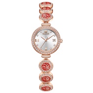 OLEVS 5630 Quartz Women Fashion Watch Gift Round-dial Stainless Steel Watchband Wristwatch Calendar