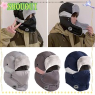 SHOUOUI Earflap Hats, Warm Windproof Bomber Cap, Winter Thickening Plush Soft Ear Protectors Hats Ou
