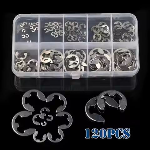 120pcs Open retainer E-clips Snap Retaining Circlip Kit Steel E Type Clip Washers 1.5/2/3/4/5/6/7/8/