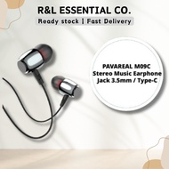 PAVAREAL M09/M09C Stereo Music 3.5mm Earphones | Type-C / Jack 3.5mm | Intelligent Wire Control | HD