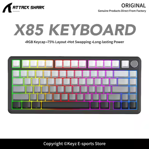 ATTACK SHARK X85/X85Pro Mechanical Keyboard Tri-Mode Hot Swappable RGB Knob TFT Screen PBT Keycaps f