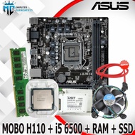 100% Original!!! Motherboard H110 Ddr4 Asus + Core I5 6500 + Ram + Ssd