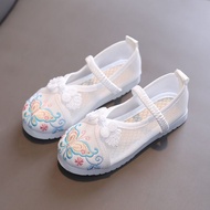 Children's Shoes 2022 Summer Hanfu Embroidered Shoes Girls Old Beijing Cloth Shoes Baby Ancient Costume Dance Shoes Cool Mesh Shoes