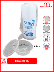 Mitra Loka 25 Pcs Thinwall Mangkuk 200ml Libra Mangkok Plastik Tutup