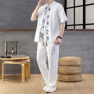 TYYYY520 Summer Chinese Style Short-Sleeved Suit Chinese Style Hanfu Two-Piece Casual Two-Piece Suit