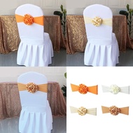 【CH】 Elastic Chair Back Flowers Bows Shape Flowers Wedding Aisle Decorations for Wedding and Party D