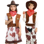 [Ready Stock] Halloween COS Masquerade Costume Children Cowboy Theme Dress Up Western Cowboy Cowboy 