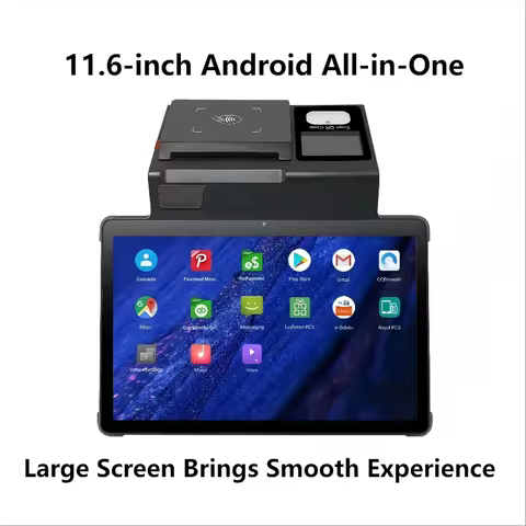 11 inch Android 13 POS with 80mm Printer Loyverse Desktop POS 4G WIFI BT Connection 2D Scanner Shopi