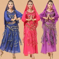 Women Indian Dancing Performance Clothing Sexy Arabic Belly Dance Skirts Bling bling Long Sleeve Top
