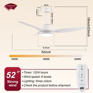 FENGYUN พัดลมเพดานพร้อมรีโมทควบคุมไฟ LED 52 นิ้ว ปรับแรงลมได้ 6 ระดับ เหมาะกับห้องอาหาร ห้องนั่งเล่น