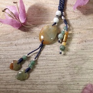 吊飾 紅皮緬甸玉+油青緬甸玉+銀+緬甸玉+金珊瑚