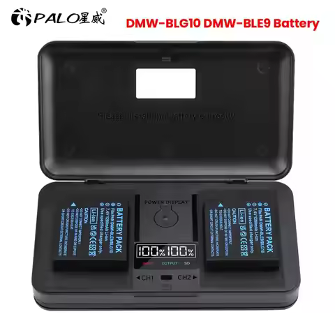 PALO 1280mAh DMW-BLG10 DMW BLG10 BLG10e BLE9 Battery+LCD Charger Case Type C for Panasonic LUMIX GF5