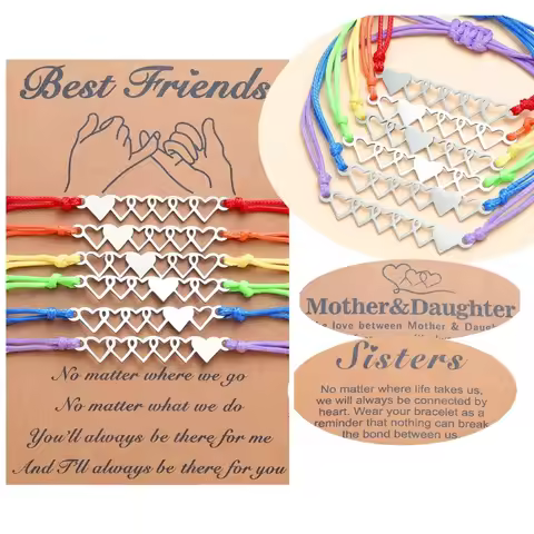 6 Pieces Set Matching Woven Bracelets for Good Friend Couple Family Women Mens Teen Girls Friendship