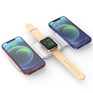 全新三合一無線充電套裝 Magsafe 3in1 magnetic charger set for iPhone 11 12 13 14 Mini Pro Max Apple Watch AirPods 適用 Samsung Huawei 藍芽耳機無線充電器 亞馬遜熱賣