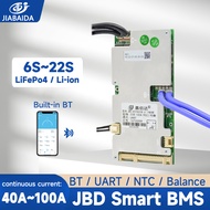 JIABAIDA BMS Smart BT 6S-22S 8S 24V LiFePo4 Li-ion Battery 40A-100A 10S 12S 13S 16S 20S JBD BMS