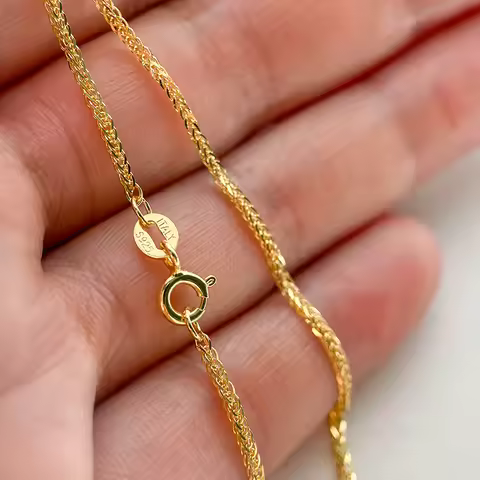 35-90cm 1.2mm Gold Color 925 Sterling Silver Chopin Chain Necklace Women Girls Italy Mens Jewelry Ko