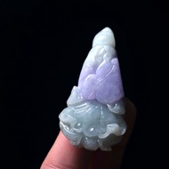 【擺財】紫羅蘭春帶彩翡翠巧雕白菜 | 天然緬甸玉A貨翡翠 | 送禮