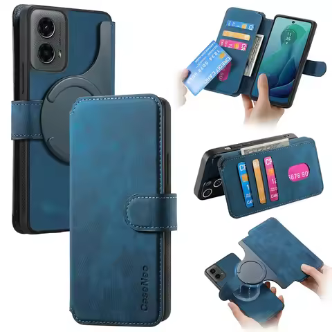 Luxury Case 2In1 Detachable Leather Capa for Motorola Moto Edge 60 Pro 50 Fusion 5G Flip Cover Magne