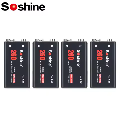Soshine 9V 6F22 260mAh Rechargeable Battery 9V 6F22 Ni-MH Batteries for Microphones Remote Controls 
