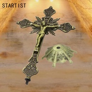 STARTIST Table Cross Standing Crucifix Bronze Alloy Religious Figurine for Home Altar Shelf Christia