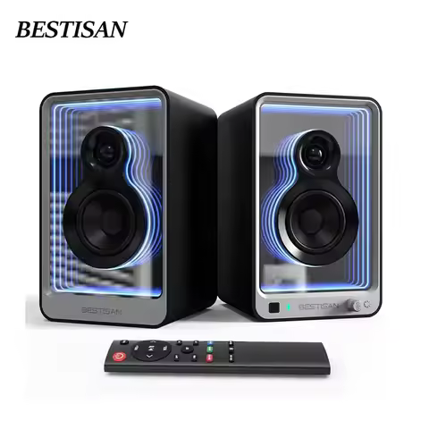 BESTISAN SR15 Active Monitor Bluetooth Speakers 100W Light Effects With Charger LDAC Codecs RCA Aux 