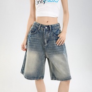 2025 เกาหลี Street Casual Y2K หลวมขากว้างกางเกงขาสั้นผ้ายีนส์ห้าจุด Baggy กางเกงยีนส์ผู้หญิง All-Mat