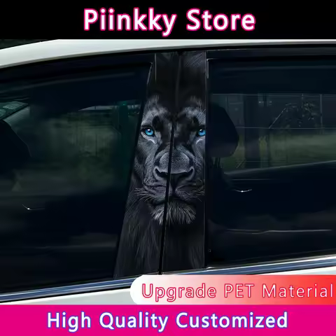 Blue Eyes Lion Tiger Animal Car B-pillar Stickers Auto Center Column Decoration Cover Scratches Wate