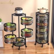 5Layer Rotatable Kitchen Utility Trolley Cart Shelf Storage Rack Organizer With Wheels Stand