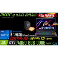 ACER NITRO 5 AN515-58 i7-12650H➕RTX4050-6GB/➖up to 32GB RAM/512GB NVMe SSD+1TB NVMe SSD/15.6"FHD-165hz