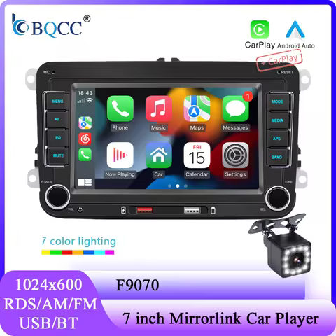 BQCC 2 Din 7“ MP5 Car Radio FM AM RDS Mirrorlink Carplay Android Auto Car Stereo For Volkswagen VW C