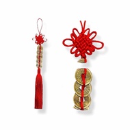 BLING 1pc Feng Shui Lucky Coins Charm – Knot Hanging Decoration with 6 Antique Coins & Tasse