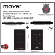Mayer MMIH30CS / MMIH302S + MMSI9030T 30cm 2 zone Domino Induction Hob + 90cm Semi Integrated Slimline Hood