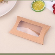 RcTlB 50pcs Kraft Giấy hộp gối với cửa sổ rõ ràng kẹo Hộp bao bì cho các bên sinh nhật em bé tắm và