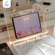 Dreamspace Studio Ipad transparent acrylic stand with lights / aesthetic iPad stand / iPad book supp