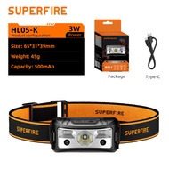 SUPERFIRE HL05-K 3W Powerful LED  Headlamp Camping Lantern Motion Sensor Rechargeable Stepless Dimmi
