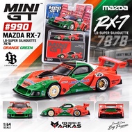 (STANDARD/BLISTER) MINI GT 1/64 #990 MAZDA RX-7 LB-SUPER SILHOUETTE 787B ORANGE GREEN