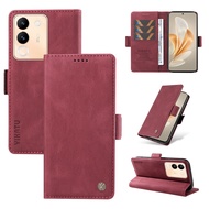 Vỏ Ốp lật Ví da nam châm vỏ điện thoại cho Vivo Y200 Y100 y200e Y03 Y18 Y28 y17s y19s khe cắm thẻ ch