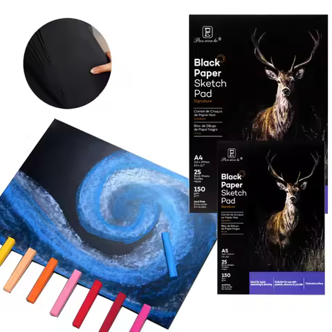 A4/A5 Black Paper Sketchbook 25 Sheets/50 Pages Thickened Paper for Sketching Graffiti Outdoor Sketc