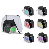 DOBE RGB Controller Charger Dock for PS5 DualSense/PS5 DualSense Edge Controller - White