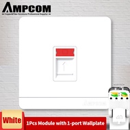 AMPCOM Keystone Jack Package 86mm Faceplate With CAT6 1Gbps UTP Keystone Jack No Punch-Down Tool Req