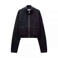 original NEW ZARAˉ 25 Spring New Womens Clothing Simple And Comfortable Soft Zipper Sweater Stand Co