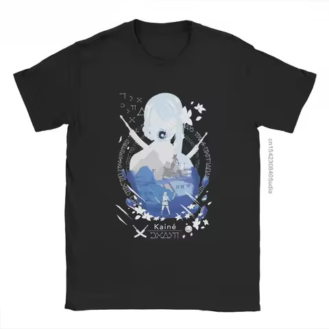 Kaine T-Shirt Men Nier Replicant Automata Game Funny Cotton Tees Vintage Oversized T Shirt Camisa St