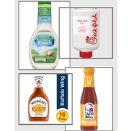 Hidden Valley Ranch, Chick-fil-A, Taco Bell Mild, Sweet Baby Ray’s BBQ Sauce – Imported Sauces