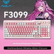 AULA | AULA F3099 99 Keys Mechanical Feel Keyboard RGB Backlit Tri-Mode Bluetooth 2.4G Wired Silent 